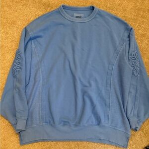 Aerie Women’s  Crewneck Sweatshirt with embellishments in light Blue